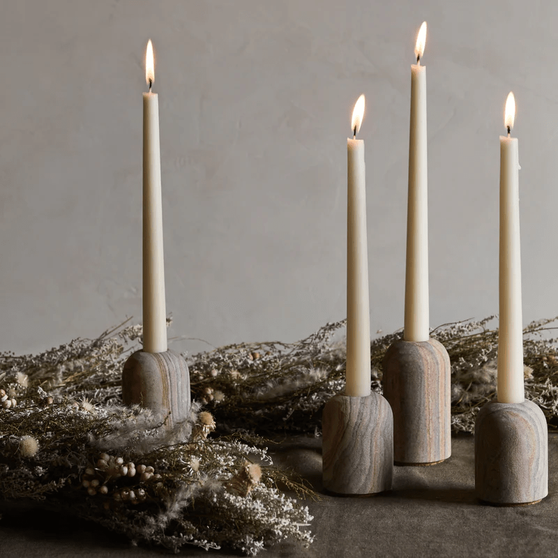 Eshana Sandstone Candle Holders - Set of 2